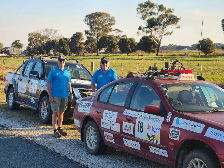 Life Pharmacy Group's Michael Flannery and Warwick Marx during the Beyond Bitumen Rally. Image supplied
