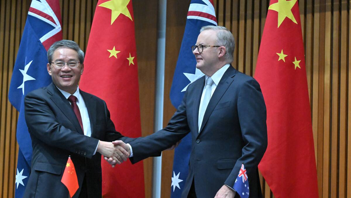 Chinese Premier Li Qiang meets with Prime Minister Anthony Albanese in Parliament House, Canberra. Picture by AAP