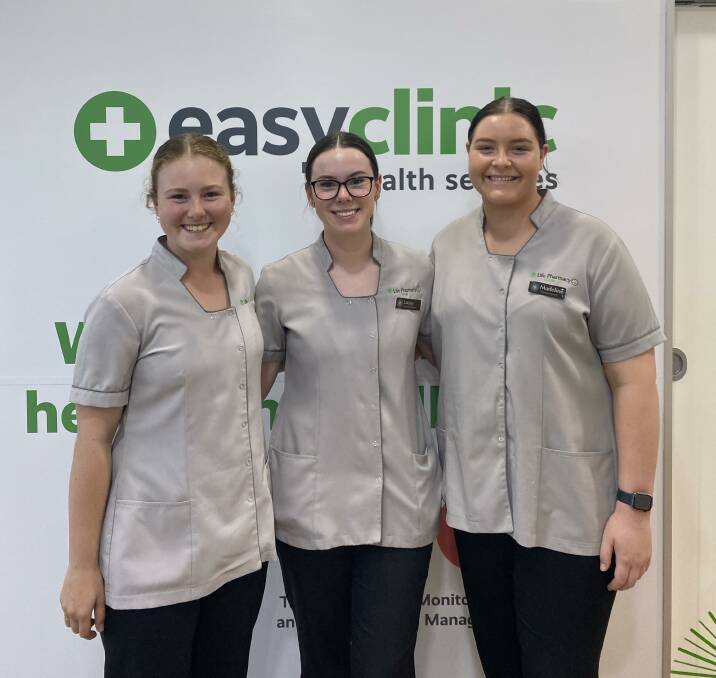 Laura Vonthien, Lacey Borger and Madi Hopkins will study pharmacy at university this year in news welcomed by their inspiring local workplace. Picture supplied