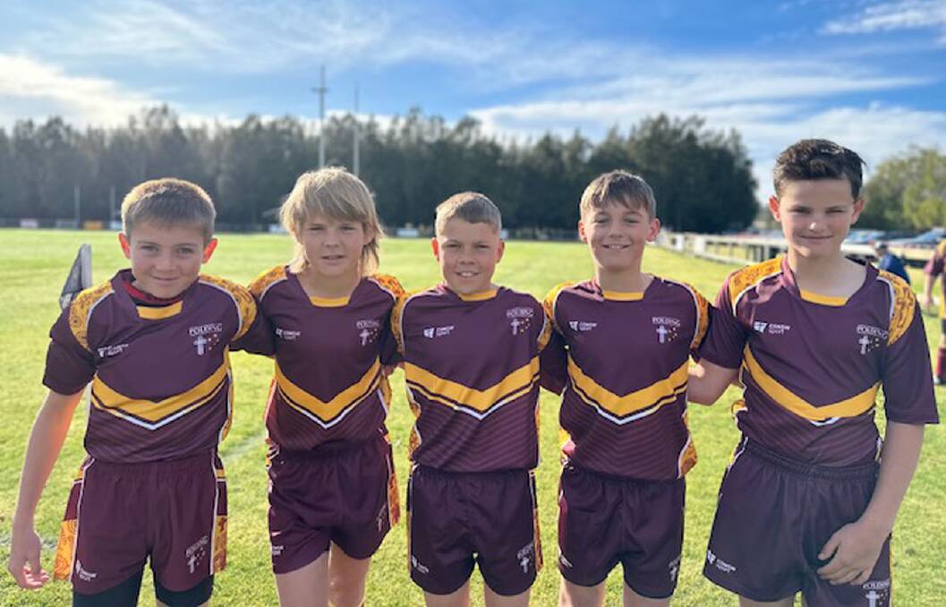 St Laurence's Polding rugby representatives Beau Wheeldon, Oscar Cronin, Lennox Hurford, Matthew Wallace, Charlie Howe. Picture supplied