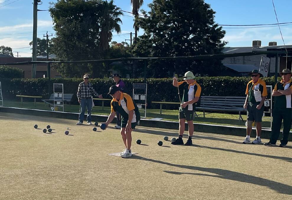 Jeff Nicholson set to bowl as son Joe prepares in major triples competition. Picture supplied