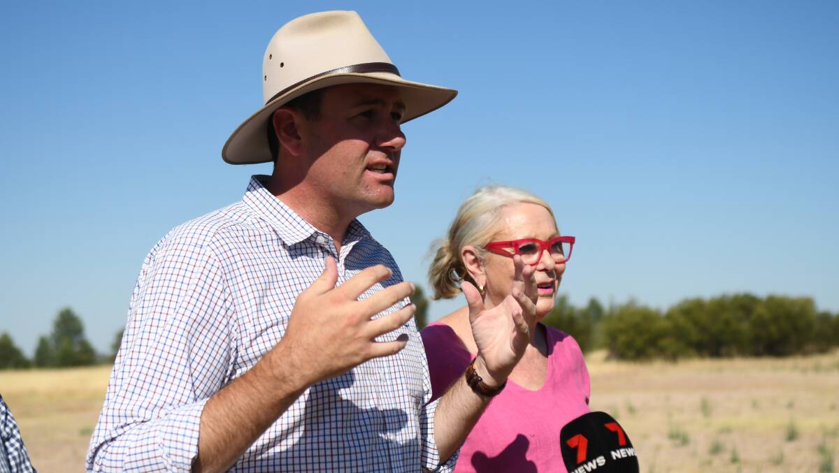 NSW Upper House MP Sam Farraway with Forbes Mayor Phyllis Miller on the land, off Farnell Street and Watson Close. 