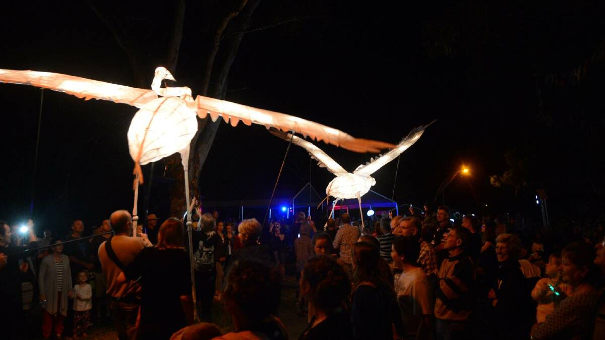 The lantern parade and dancing brolgas are a much-loved feature of the River Arts Festival, which returns August 10, 2024. File picture