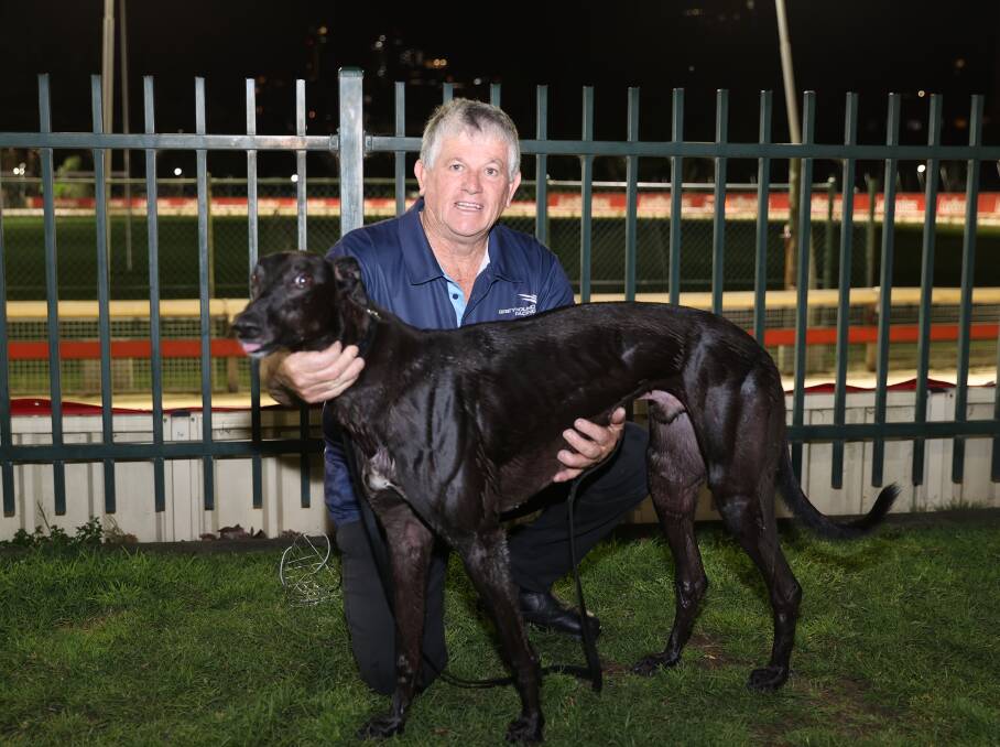 Trainer Raymond Smith and Palawa King. Picture supplied by Greyhound Racing New South Wales