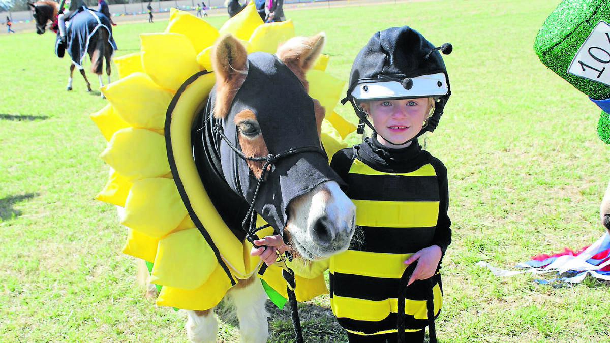 Louie Hodder and her horse Scooter made a cute bee and flower for the Pony Club’s fancy dress competition at Forbes Show. 0914sshowfri2(46)